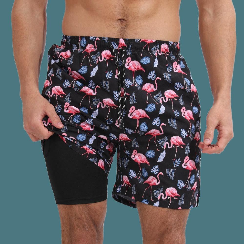 Night Flamingo AquaFlex Men's Swim Shorts | JHB Marketplace