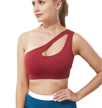 FlexEase Single Shoulder Sports Bra — Stylish and Supportive Activewear