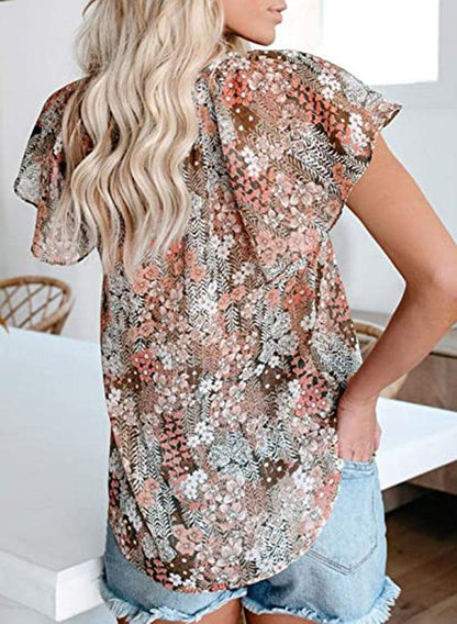 Chic Short Sleeve V-Neck Ladies Blouse | Timeless Fashion