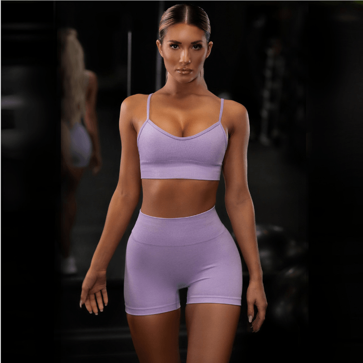 GlamFlex Yoga Bliss Fitness Set — Bra & Shorts Duo