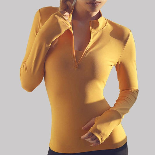 Quarter Zip Long Sleeve Top –  Stylish Women's Athletic Top