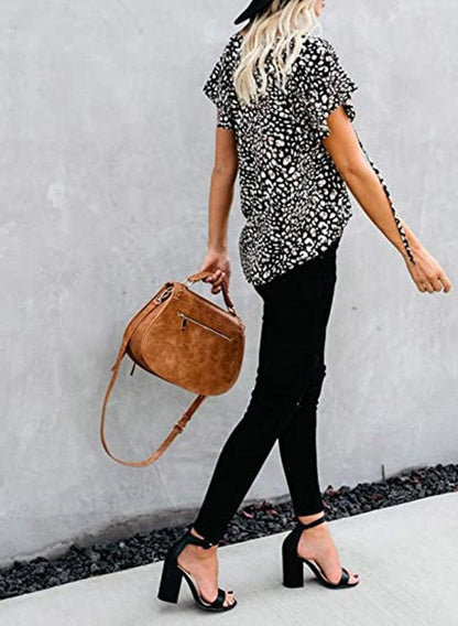 Chic Short Sleeve V-Neck Ladies Blouse | Timeless Fashion