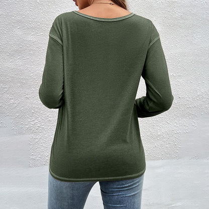 Button Detail Long Sleeve Shirt — Women's Long Sleeve T-Shirt