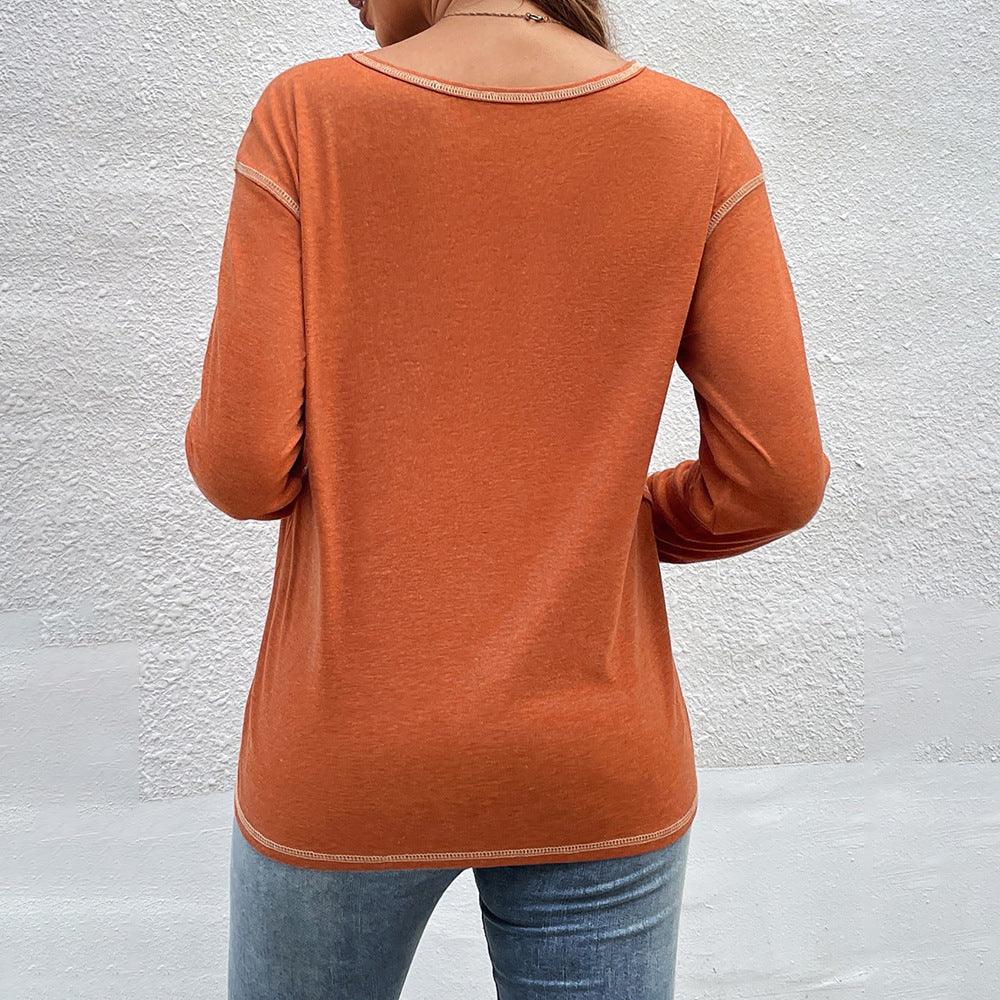 Button Detail Long Sleeve Shirt — Women's Long Sleeve T-Shirt