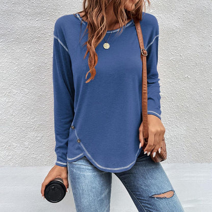 Button Detail Long Sleeve Shirt — Women's Long Sleeve T-Shirt