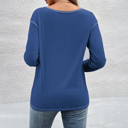 Button Detail Long Sleeve Shirt — Women's Long Sleeve T-Shirt