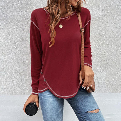 Button Detail Long Sleeve Shirt — Women's Long Sleeve T-Shirt