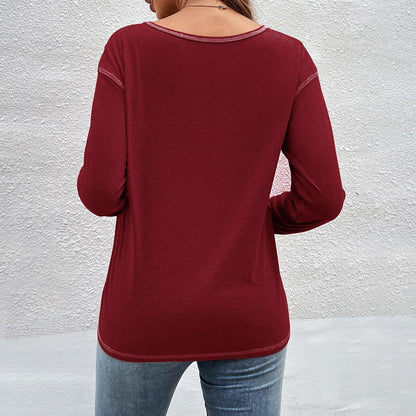 Button Detail Long Sleeve Shirt — Women's Long Sleeve T-Shirt