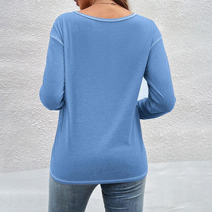 Button Detail Long Sleeve Shirt — Women's Long Sleeve T-Shirt