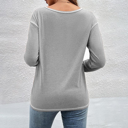 Button Detail Long Sleeve Shirt — Women's Long Sleeve T-Shirt