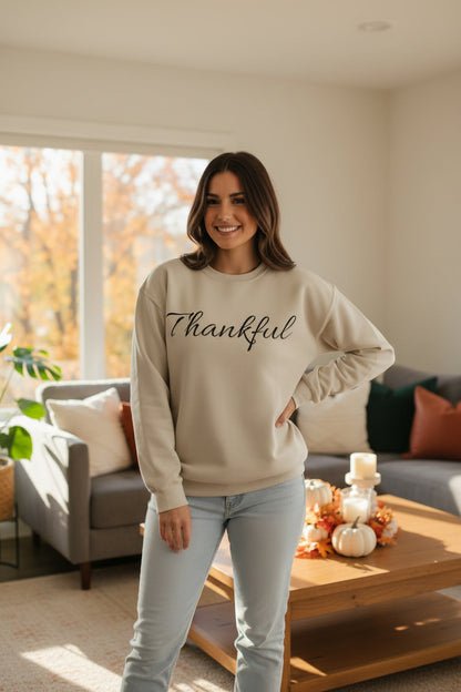 Thankful Crewneck Sweatshirt — Cozy Thanksgiving Pullover