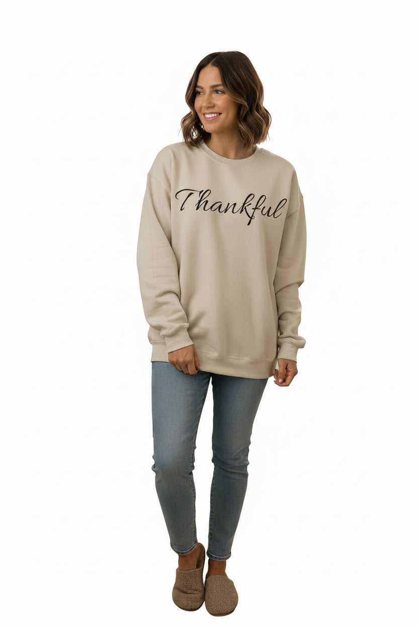 Thankful Crewneck Sweatshirt — Cozy Thanksgiving Pullover