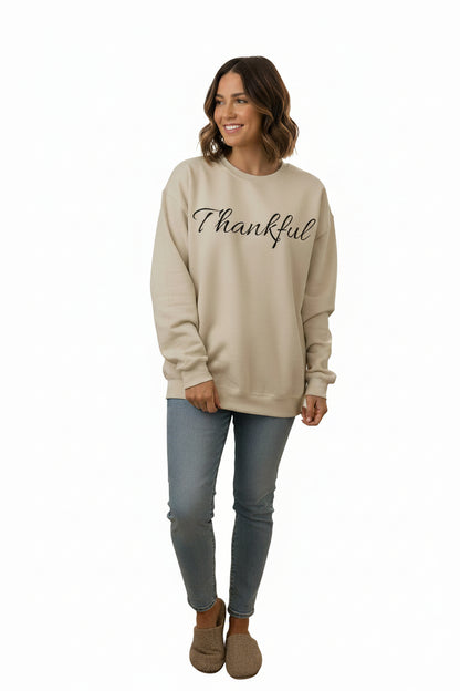 Thankful Crewneck Sweatshirt — Cozy Thanksgiving Pullover