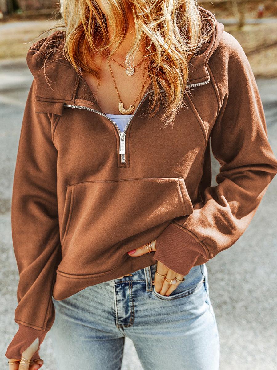 Women's Casual Quarter Zip Hoodie — Women's Hoodie