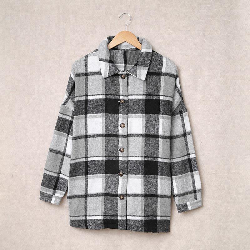 Classic Long-Sleeved Plaid Flannel Shirt — Women's Cozy Wear