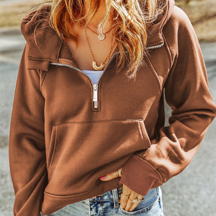 Women's Casual Quarter Zip Hoodie — Women's Hoodie