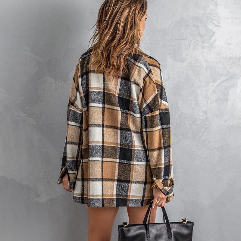 Classic Long-Sleeved Plaid Flannel Shirt — Women's Cozy Wear