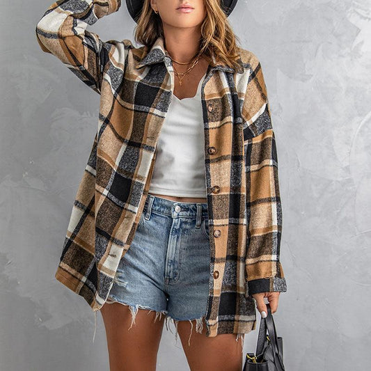 Classic Long-Sleeved Plaid Flannel Shirt — Women's Cozy Wear