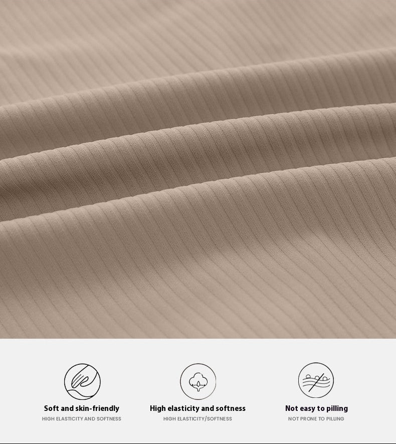 Textured fabric with properties listed below it