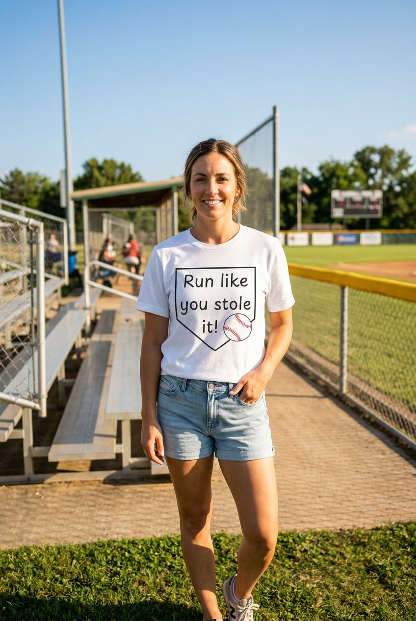 Run Like You Stole It Baseball Graphic Tee