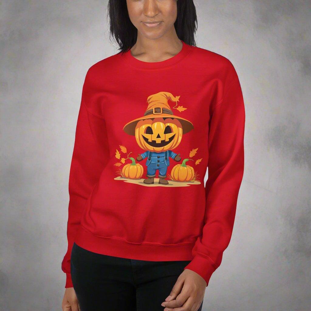 Jolly Scarecrow & Pumpkins Halloween Sweatshirt — Women's Sweatshirt