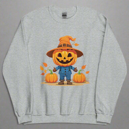 Jolly Scarecrow & Pumpkins Halloween Sweatshirt — Women's Sweatshirt