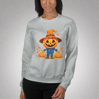 Jolly Scarecrow & Pumpkins Halloween Sweatshirt — Women's Sweatshirt