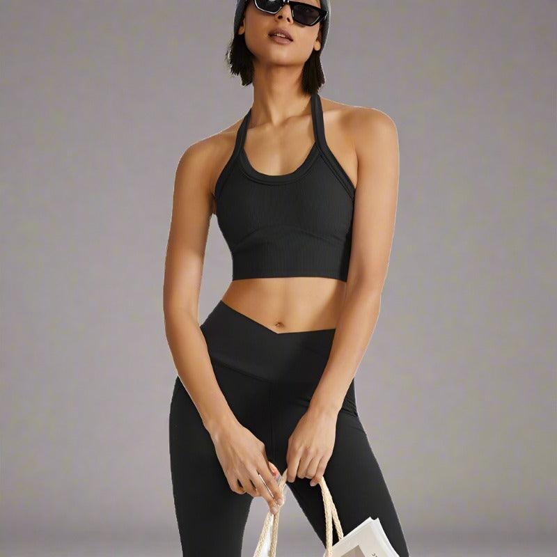 Ribbed Halter Neck Sports Bra | JHB Marketplace