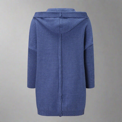 Long Knitted Cardigan — Hooded Women's Cardigan