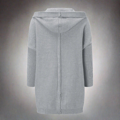 Long Knitted Cardigan — Hooded Women's Cardigan