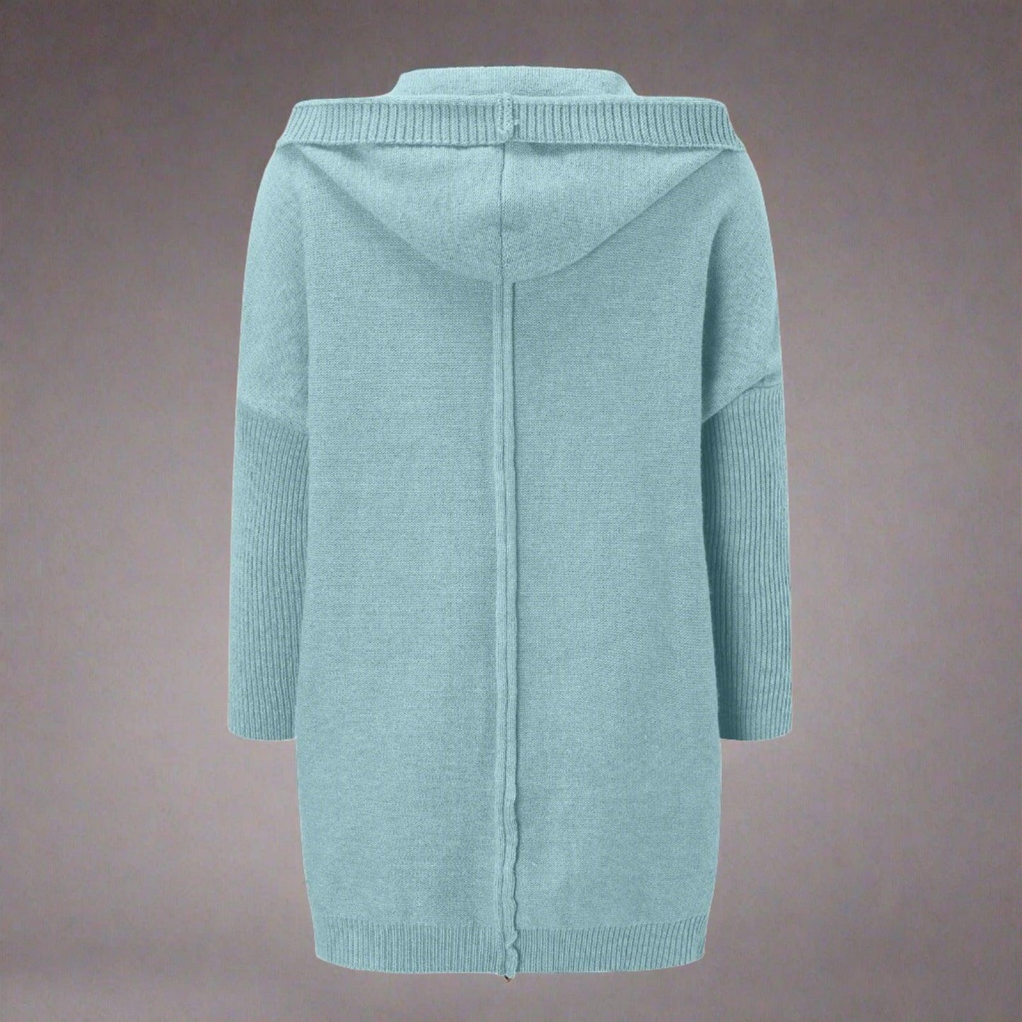 Long Knitted Cardigan — Hooded Women's Cardigan