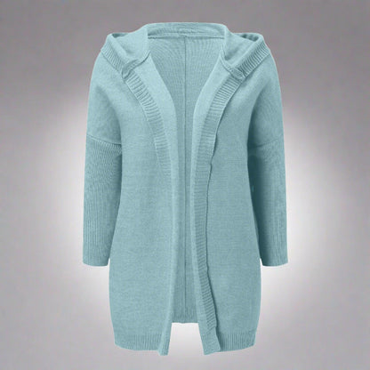 Long Knitted Cardigan — Hooded Women's Cardigan