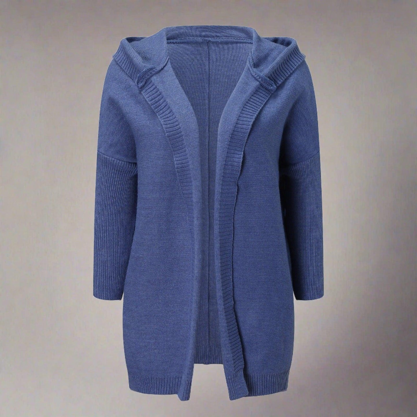 Long Knitted Cardigan — Hooded Women's Cardigan