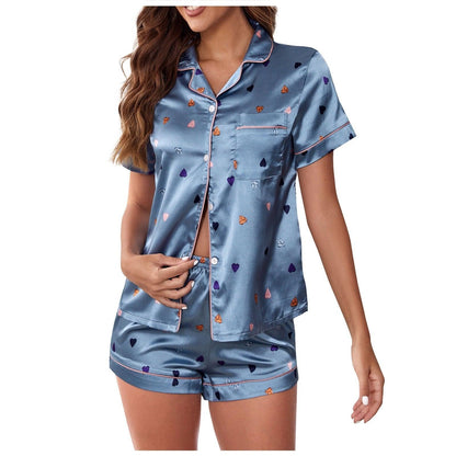 Women's Silky Satin Sleepwear Set | Short Sleeves & Shorts Sleepwear