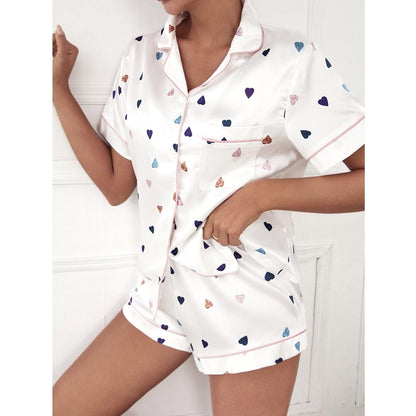 Women's Silky Satin Sleepwear Set | Short Sleeves & Shorts Sleepwear