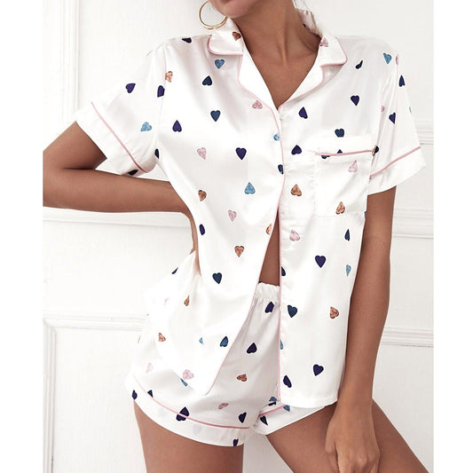 Women's Silky Satin Sleepwear Set | Short Sleeves & Shorts Sleepwear